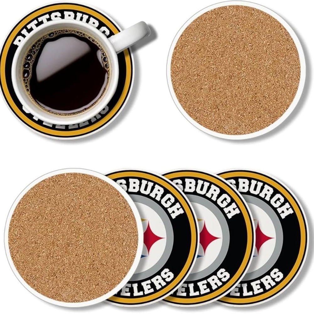 Set of 4 Pittsburgh Steelers Ceramic Round Coasters